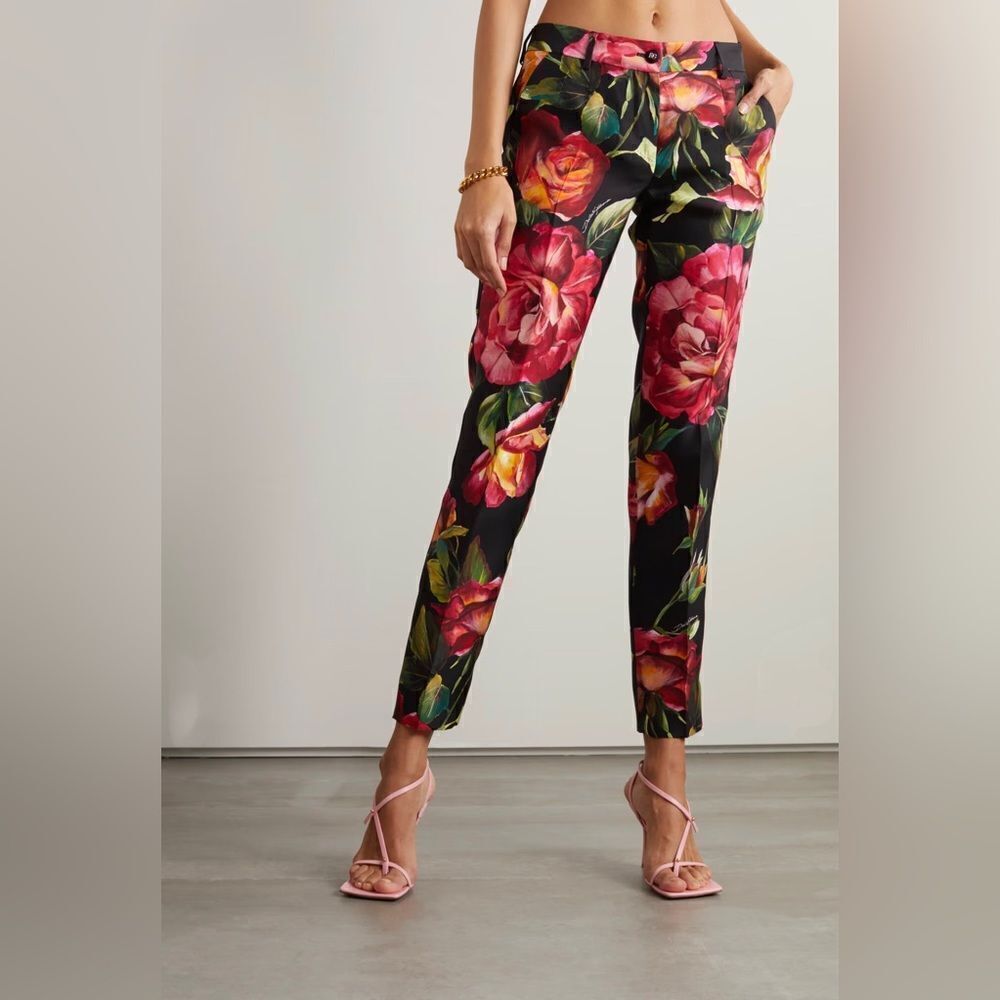 DOLCE&GABBANA Floral Straight Leg Crop Pants size 44/us size 10